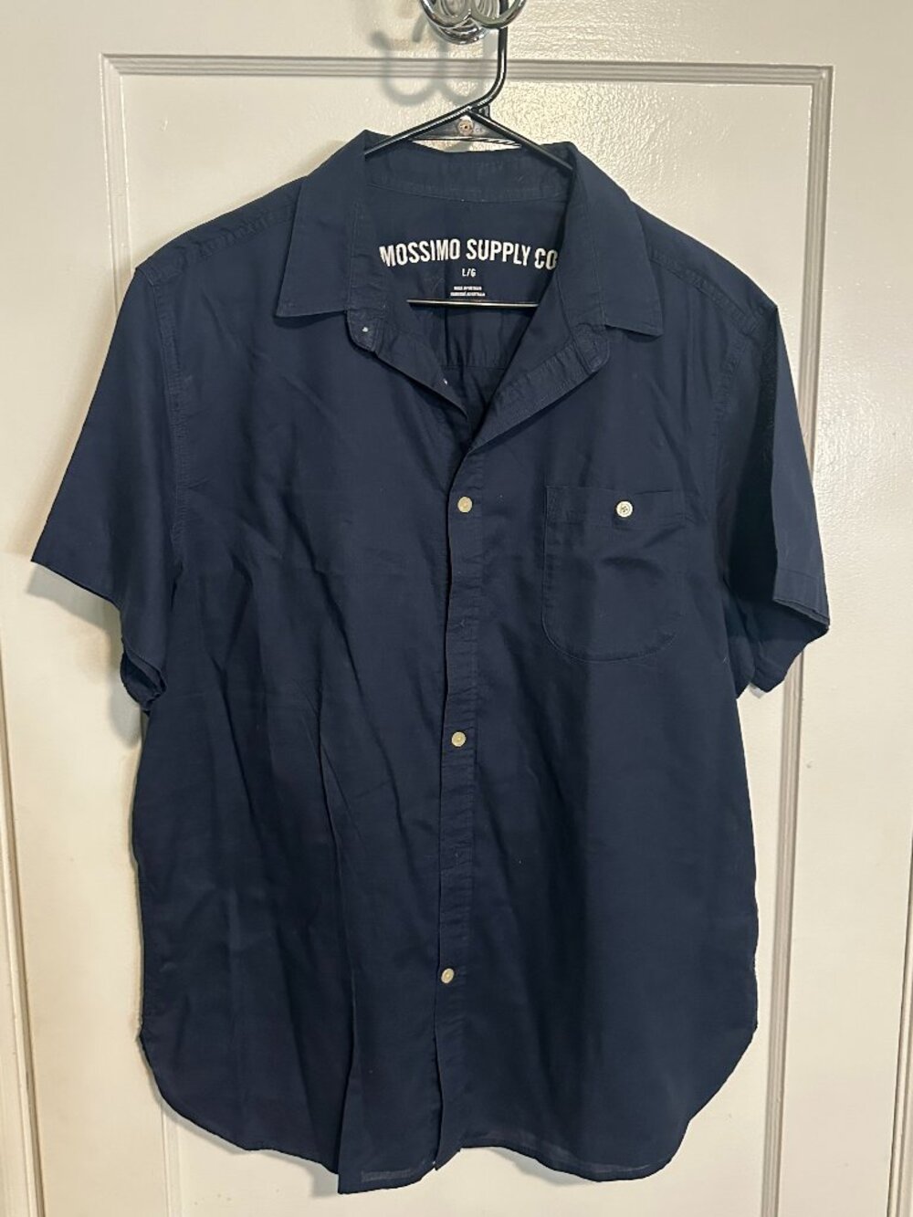 Mossimo Supply Co. Men's Short Sleeve Button Down Shirt - Navy Blue - Size Large